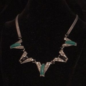 Art Deco SS Herringbone Geometrical Necklace
